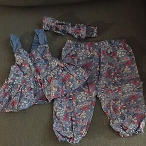 Floral Blue Baby Outfit 3 Piece Set